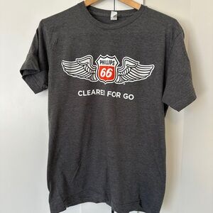 Tultex Gray Short Sleeve Tee with Red and White Graphic